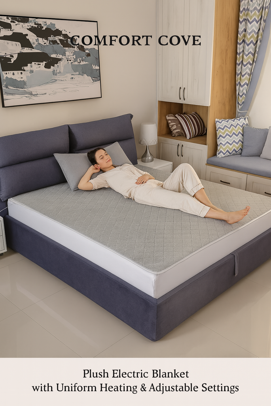 Comfort Cove - Plush Electric Blanket (Ultra-Soft Heated Mat with Adjustable Temperature & Safety Auto-Off)