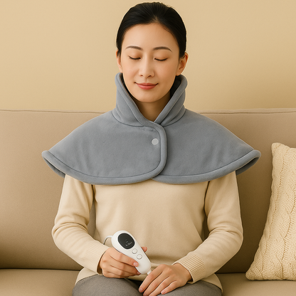Comfort Cove - Electric Heated Shawl Blanket for Neck, Shoulders & Back (Grey, Washable & Cozy)
