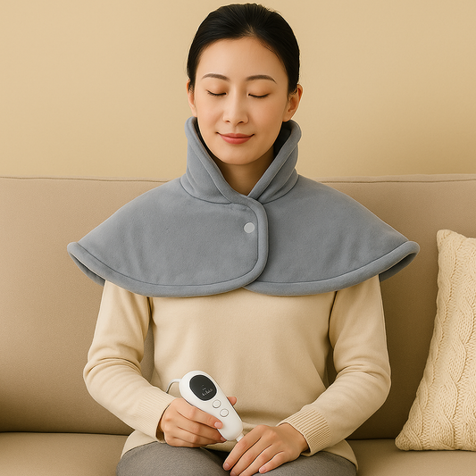 Comfort Cove - Electric Heated Shawl Blanket for Neck, Shoulders & Back (Grey, Washable & Cozy)