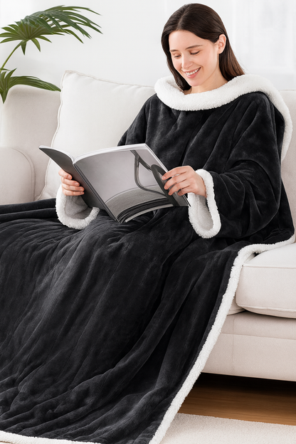 Comfort Cove - Best Wearable Electric Heating Sleeve Blanket 2025 (Flannel + Sherpa, 6 Heat Settings, 10-Hour Timer)