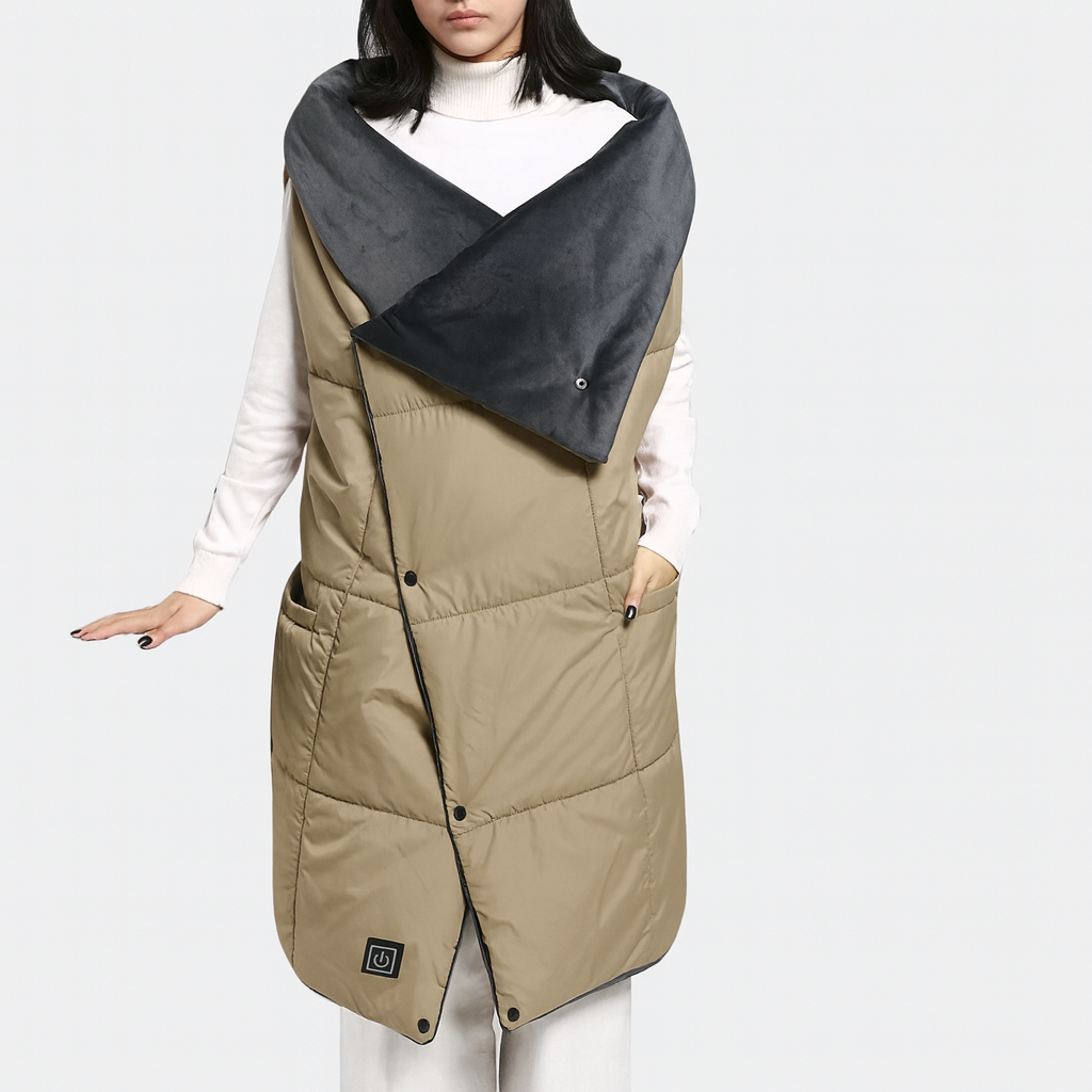 Comfort Cove - USB Heating Blanket Vest (Electric Shawl & Mat, 3-Temp Controls for Outdoor Warming)