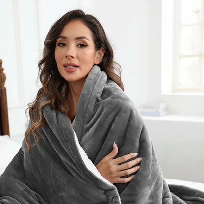 Comfort Cove - Ultra-Soft Flannel Electric Throw Blanket  (Constant Temperature Heated Throw, Travel & Home Friendly)