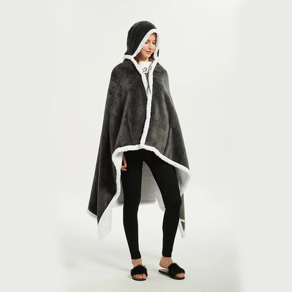 Comfort Cove - Oversized Korean-Style Fleece Shawl Blanket Hoodie (Premium Wearable Blanket for Home, Lounge & Festivals)