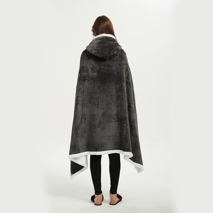 Comfort Cove - Oversized Korean-Style Fleece Shawl Blanket Hoodie (Premium Wearable Blanket for Home, Lounge & Festivals)