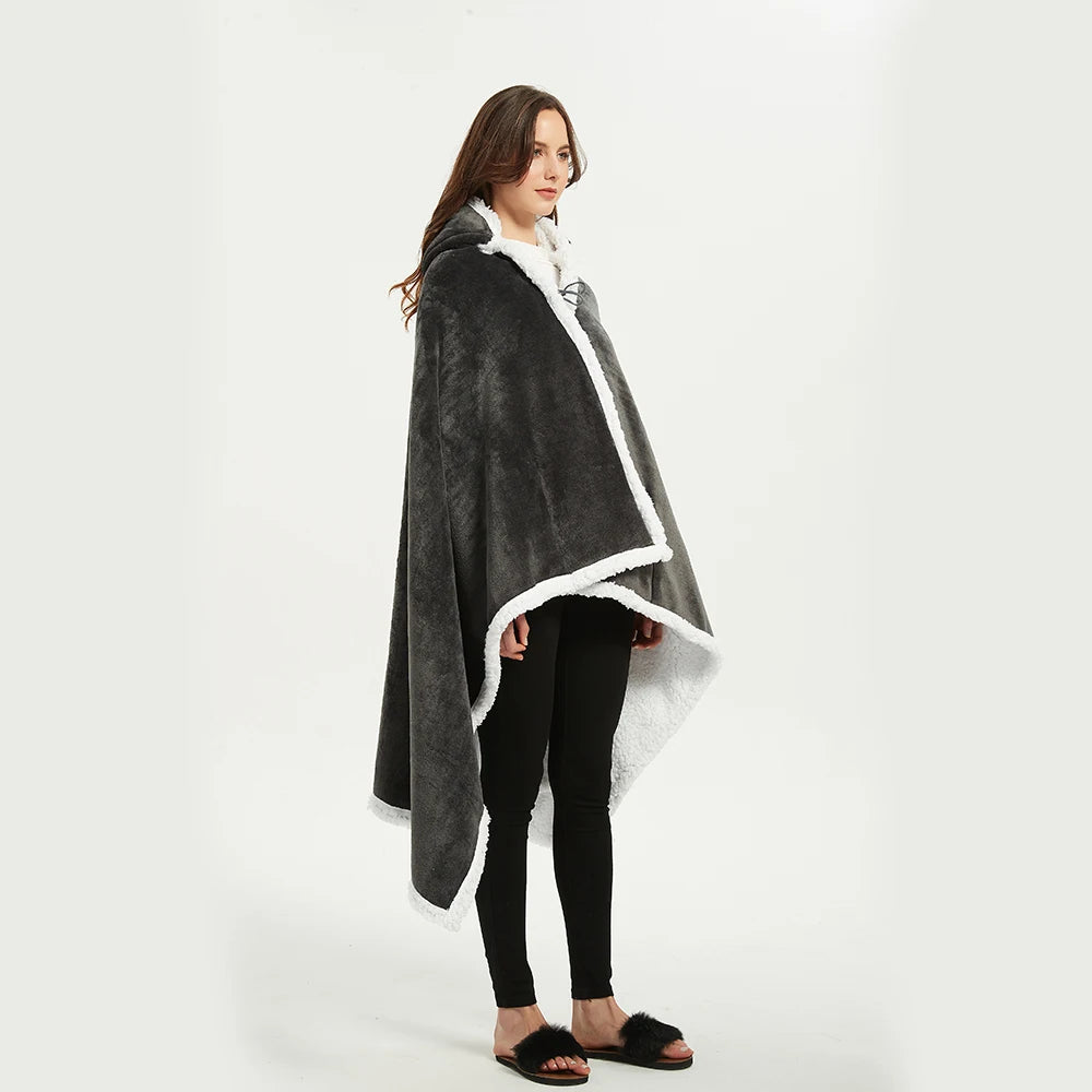 Comfort Cove - Oversized Korean-Style Fleece Shawl Blanket Hoodie (Premium Wearable Blanket for Home, Lounge & Festivals)
