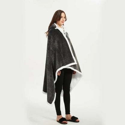 Comfort Cove - Oversized Korean-Style Fleece Shawl Blanket Hoodie (Premium Wearable Blanket for Home, Lounge & Festivals)