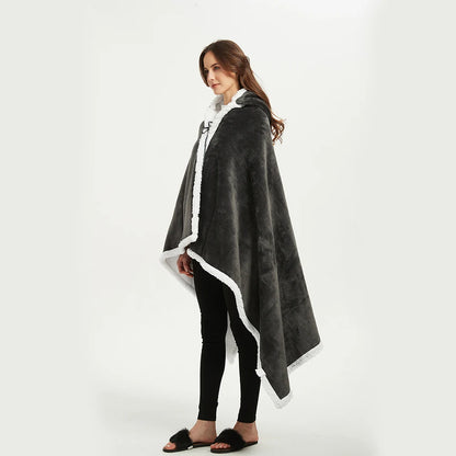 Comfort Cove - Oversized Korean-Style Fleece Shawl Blanket Hoodie (Premium Wearable Blanket for Home, Lounge & Festivals)