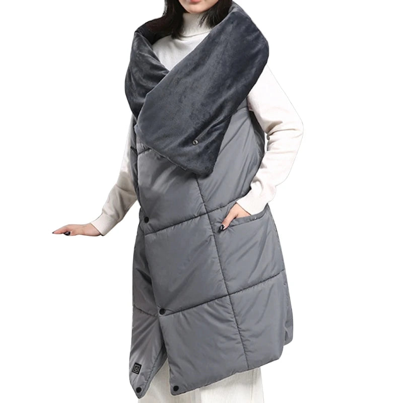 Comfort Cove - USB Heating Blanket Vest (Electric Shawl & Mat, 3-Temp Controls for Outdoor Warming)