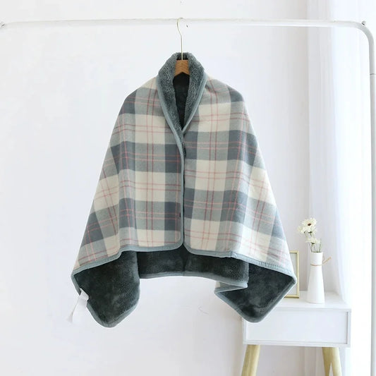 Comfort Cove - Plaid Fleece Wearable Blanket (Button Poncho Wrap for Home, Office, and Travel)