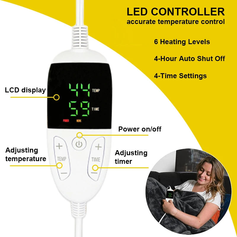 Comfort Cove - Best Wearable Electric Heating Sleeve Blanket 2025 (Flannel + Sherpa, 6 Heat Settings, 10-Hour Timer)