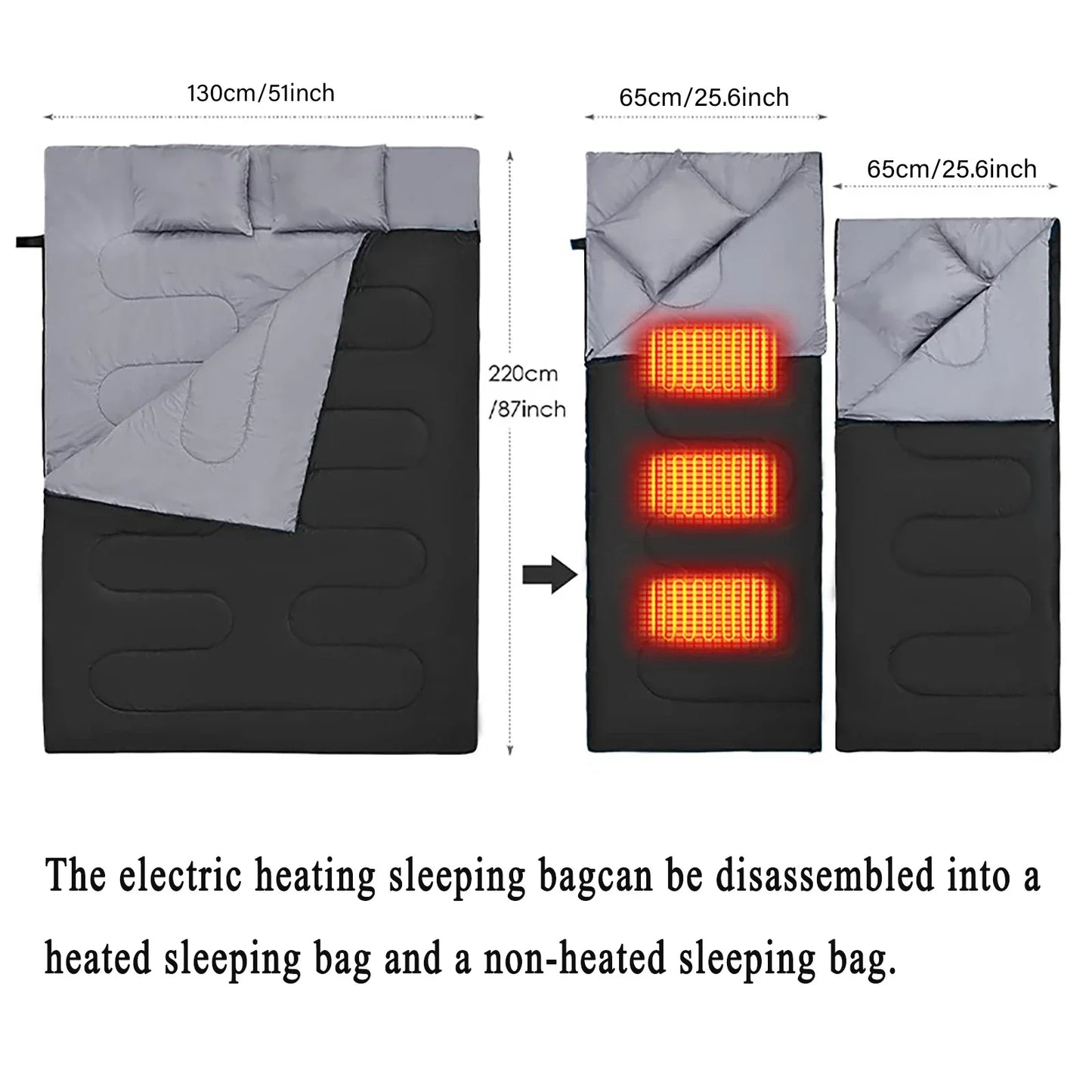 Comfort Cove - 2-Person Portable Winter Electric Heating Sleeping Bag (USB/Type-C Interface)