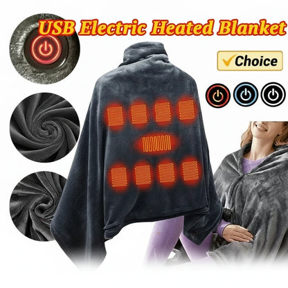 Comfort Cove - USB Electric Heated Blanket: 3 Heating Levels Fleece Wearable Body-Warmer