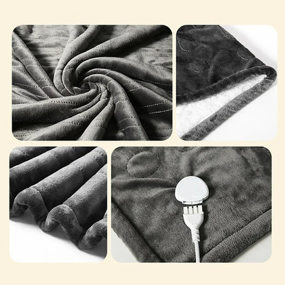 Comfort Cove - Plush Flannel & Lambskin Electric Heated Blanket (9-Level Heat • 12-Hour Auto-Off • Over-Heat Protection)