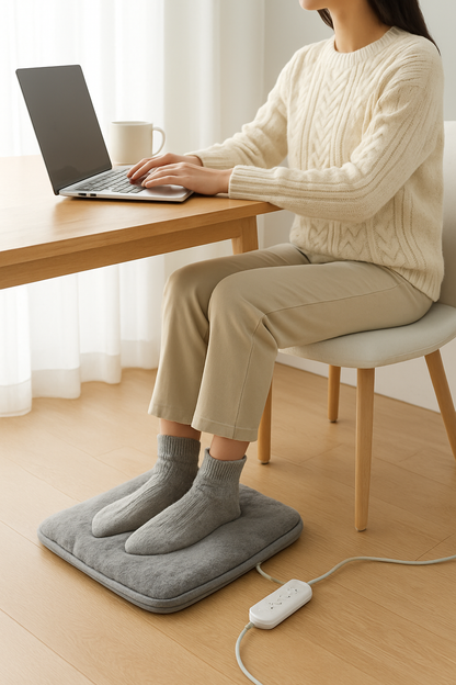 Comfort Cove - Heated Foot Warmer Pad (Soft Plush Electric Heating Mat for Home and Office)
